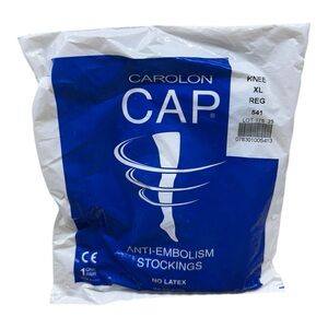 CAROLON CAP ANTI-EMBOLISM STOCKINGS ONE PAIR KNEE LENGTH XL REGULAR 541 WHITE